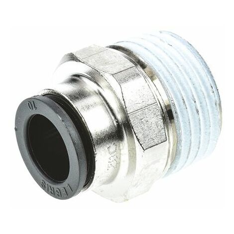 Adaptateur droit fileté Legris LF3000 vers Enfichable 10 mm R 1/2 Mâle ( Prix pour Paquet de 2 )