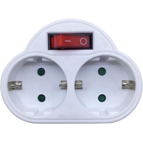 Adaptateur E/DE double prise Schuko avec interrupteur, convertisseur de prises multiples --