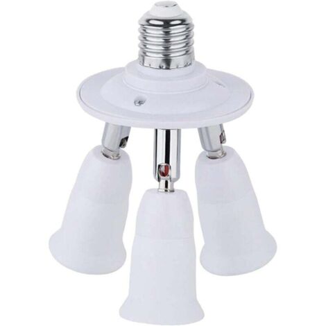 Adaptateur E27 3 en 1 pour Studio, Douille Triple a Vis pour Ampoules LED, Support de Plafonnier de Trois Lampes, 360 Degrés Réglable, Douille Multiple E27 pour Lampe UV Disco, Blanc