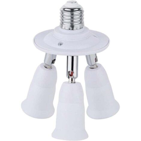 Adaptateur E27 3 en 1 pour Studio, Douille Triple a Vis pour Ampoules LED, Support de Plafonnier de Trois Lampes, 360 Degrés Réglable, Douille Multiple E27 pour Lampe UV Disco, Blanc