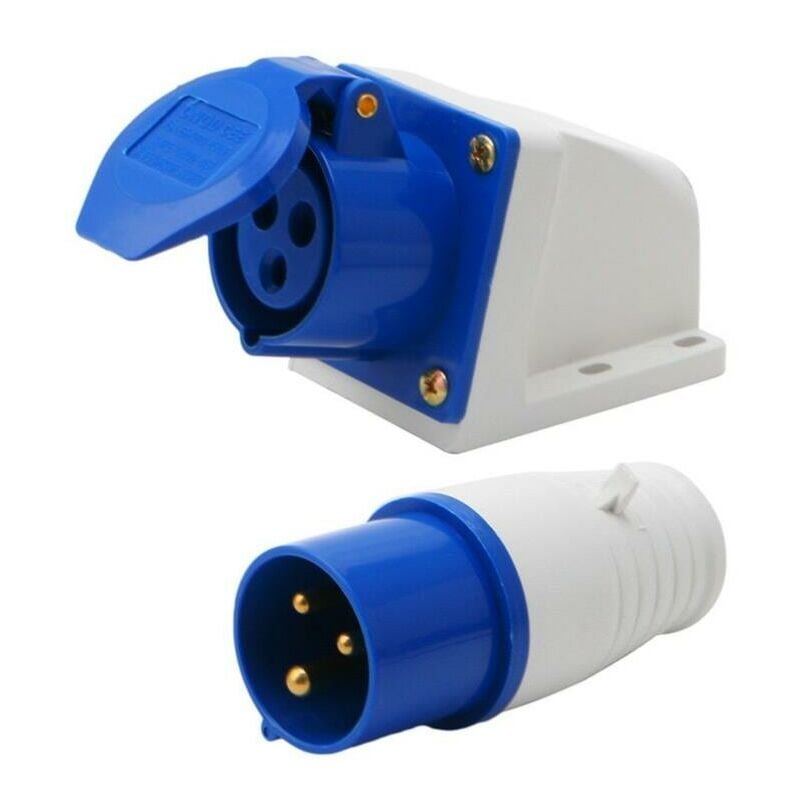 Tonchean - Adaptateur électrique,Adaptateur électrique,Prise industrielle étanche IP44 220-250V SF-013 + SF-113 16A pour camping-car, caravane,