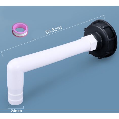 Adaptateur en plastique pour réservoir IBC, raccord de tuyau d'arrosage, pièce de rechange pour tuyau de réservoir d'eau (60 dents grossières vers joint à angle droit en 6 points) (Envoi de la matière