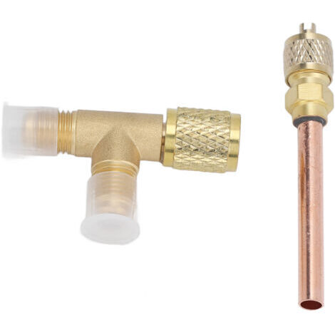 Adaptateur en T SAE 1/4 pouces, noyau de Valve intégré, connexion rapide, Double étanchéité pour jauge à vide R22 R12 R134