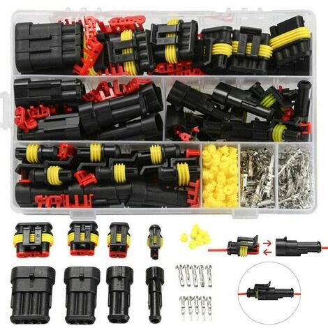 Adaptateur et connecteur pour câble courant faible,Lot de 352 connecteurs électriques étanches pour voiture, 1, 2, 3 ou 4 broches, assortiment de bornes pour moto, voiture, scooter, camion, bateau