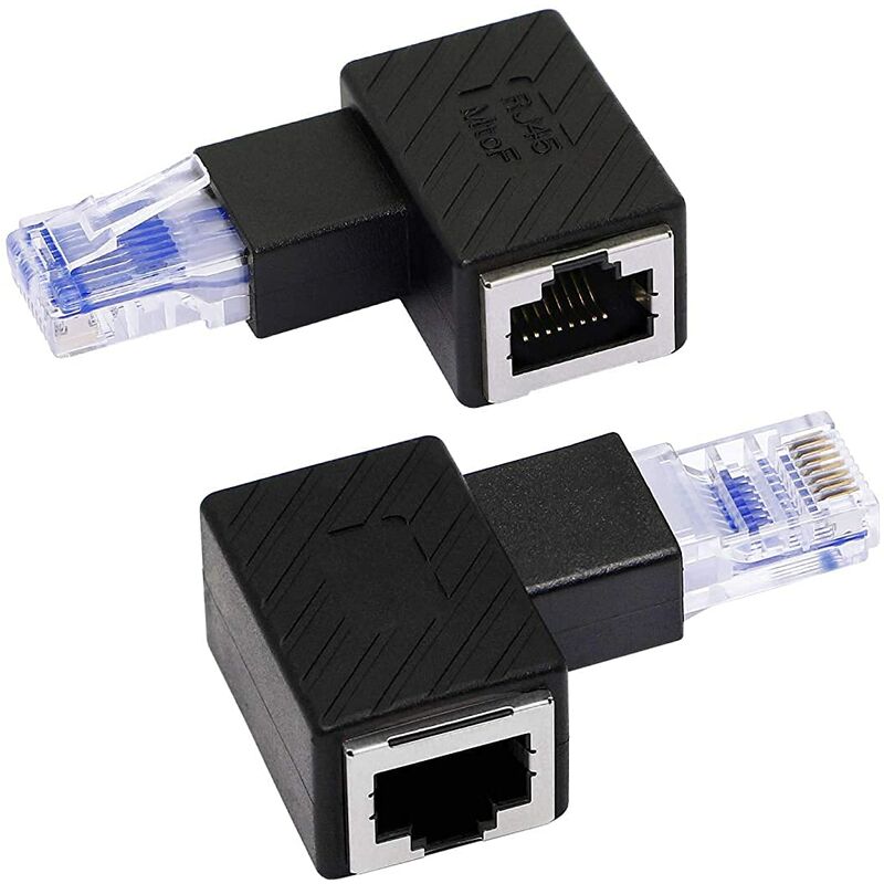 Beijiyi - Adaptateur Ethernet Coin Droit, ethernet 90 degrés, Extension RJ45 mâle-Femelle Connecteur réseau lan Cat6(2 par Paquet) (r)