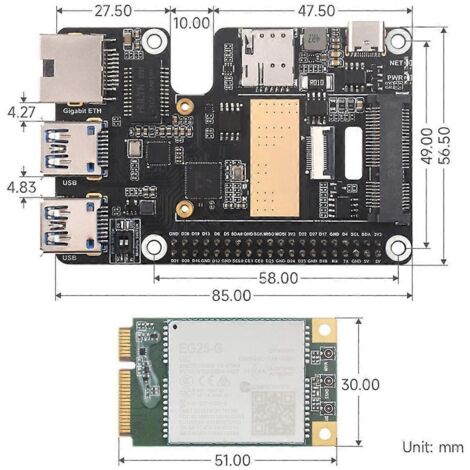 Adaptateur Ethernet Gigabit USB 3.2 GbE vers MiniPCle (5 ports PCIe vers MiniPCle) - Noir