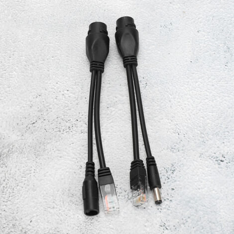 Adaptateur Ethernet POE Splitter Injecteur 12V DC Étanche pour Caméra de Surveillance IP Extérieure Noir
