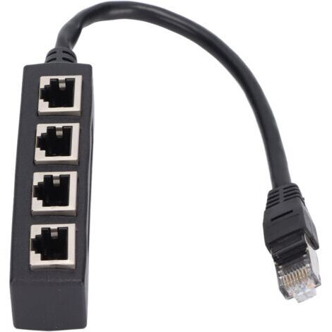 Adaptateur Ethernet RJ45 1 à 4 Ports, Répartiteur de Câble Réseau, Protection contre les Interférences, Compatible ADSL