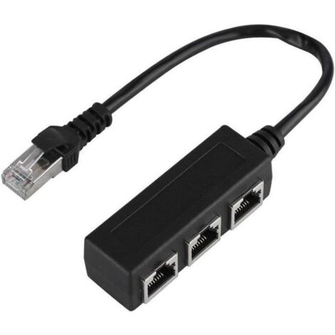 Adaptateur Ethernet - RJ45 - 1 mâle vers 3 femelles - Noir - 20,5 cm - Câble réseau