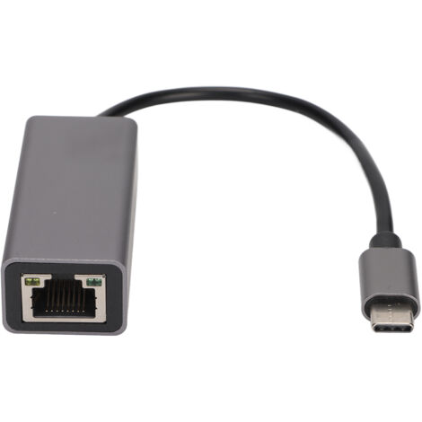 Adaptateur Ethernet USB-C vers RJ45 Gris, Transmission Stable pour MacBook Pro, Galaxy S9/S8/Note 9, 1000 Mo/s