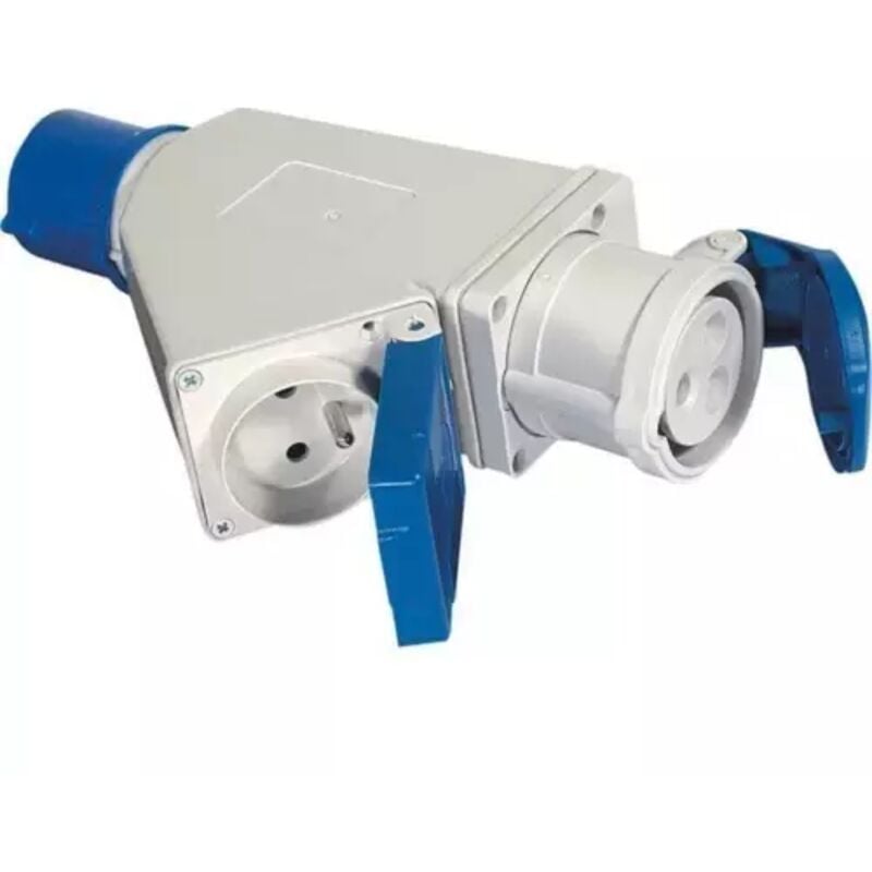 Adaptateur fiche mâle CE17 avec 2 prises femelles à clapet
