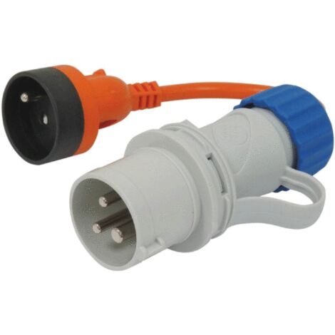 Adaptateur fiche mâle CE17 avec prise femelle 2P+T 230V