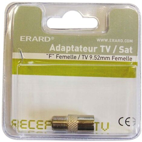 Adaptateur fiche satellite femelle, TV 9,52mm femelle