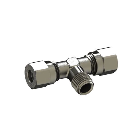 Adaptateur fileté en T RS PRO 69220 vers Enfichable 6 mm BSP 1/8 mâle Mâle 1/8 pouce, entrée ( Prix pour Paquet de 2 )
