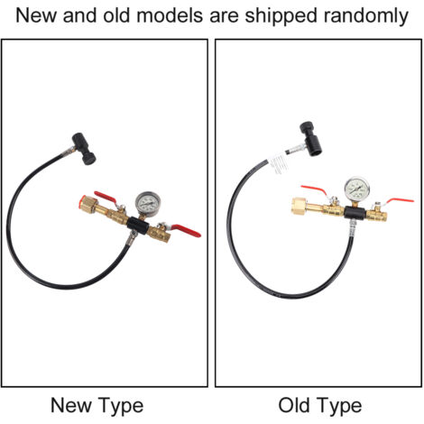 Adaptateur Flexible CO2 Double Valve avec Gauge 3000psi, Hose Stainless Steel 24in, G1/2 EU