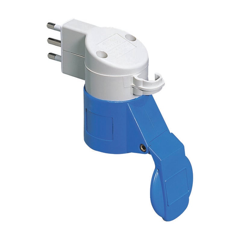 Adaptateur civil pour fiche industrielle IP44 2P+E 16A 250V Prise 2P+E 16A 230V