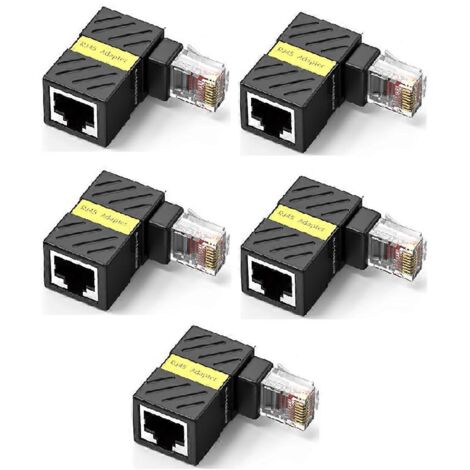 Adaptateur Gigabit avec prise réseau coudée à angle droit RJ45 rotative à 360°