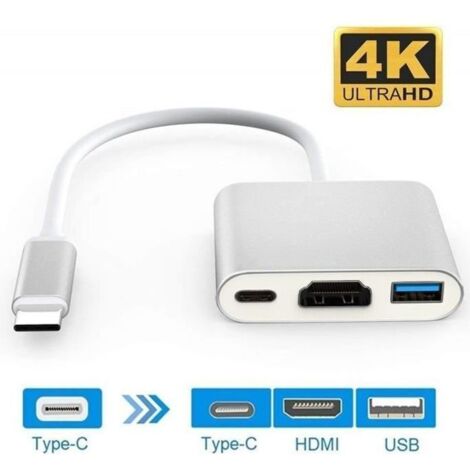 Adaptateur HDMI 4K - USB 3.1 - Type-C - Multiport - Compatible Macbook - Résolution 4Kx2K