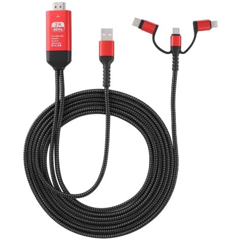 Adaptateur HDMI 4K USB-C/ Micro USB/ Lightning vers HDTV - Câble Vidéo Compatible iOS