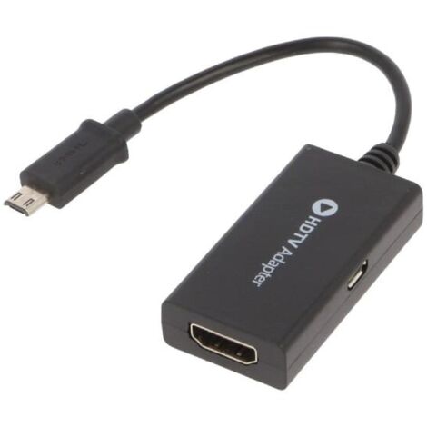 Adaptateur HDMI femelle port USB B micro USB B micro prise male 0.14m - Noir