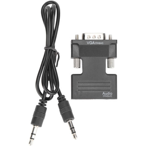 Adaptateur HDMI Femelle vers VGA Mâle avec Câble Audio 3.5mm pour PC Portable Écran Moniteur