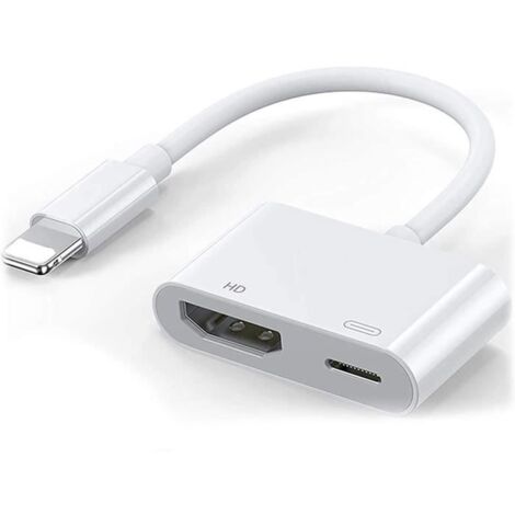 Adaptateur HDMI pour iPhone vers TV, câble HDMI, Digital AV, Simultaneous Charge, Connect Screen Share 1080P Audio Video Compatible