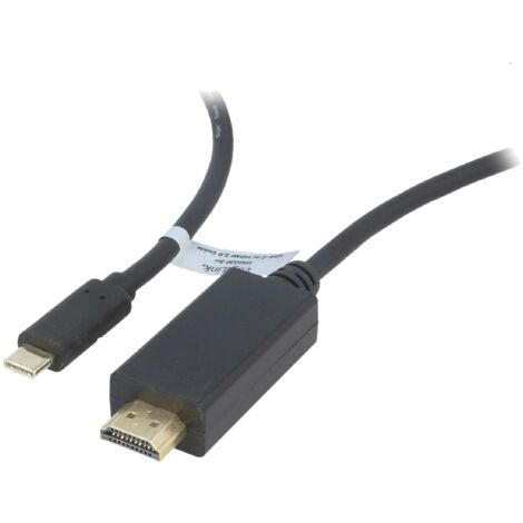 Adaptateur HDMI prise male USB C prise male 3m - Noir