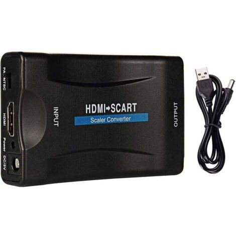 Adaptateur HDMI vers Péritel, Convertisseur HDMI Audio Vidéo Stéréo 1080P Compatible avec NTSC PAL HDMI1.3 pour Sky HD Blu Ray PS3 TV VCR VHS