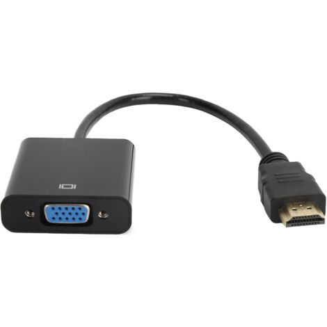 Adaptateur HDMI vers VGA Noir pour PC, Ordinateur Portable, Moniteur et Projecteur