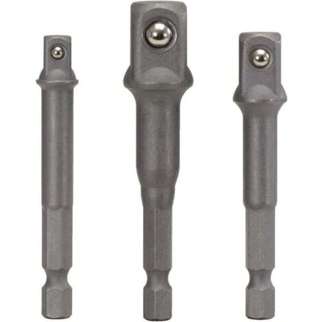 Adaptateur hexagonal sur 1/4,"1/2," 3/8" carré - 3 Pièces d'Adaptateur hexagonal pour douille - Adaptateur pour douille - Clé à douille - Clé à vis Nuss Set