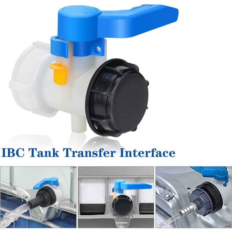 Adaptateur ibc 60 mm 60mm Vanne Cuve 1000l Plastique, Raccord Cuve 1000 litres pour Reservoir Eau de Pluie,Conteneur