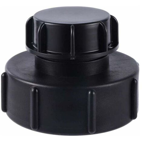 Adaptateur IBC de S100x8 réduit à S60x6 à filetage grossier, équipé d'un bouchon. Compatible avec réservoir IBC pour vanne de baril de collecte d'eau de pluie. Idéal pour robinet et tuyau d'arrosage