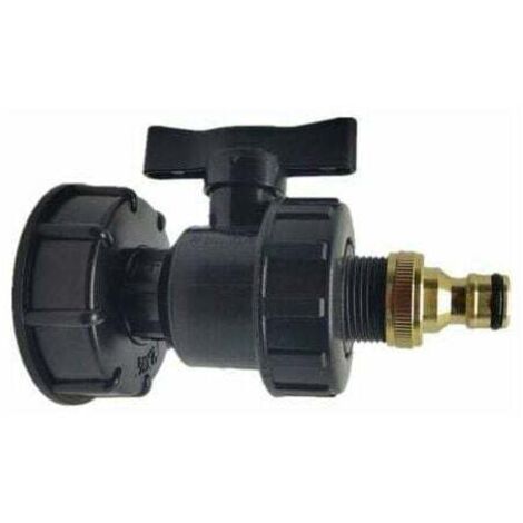 Adaptateur IBC, raccords de réservoir IBC S60X6 - Kits de raccords d'eau de sortie de tuyau barbelé (S60 x 6 + vanne + raccord 3/4 ")