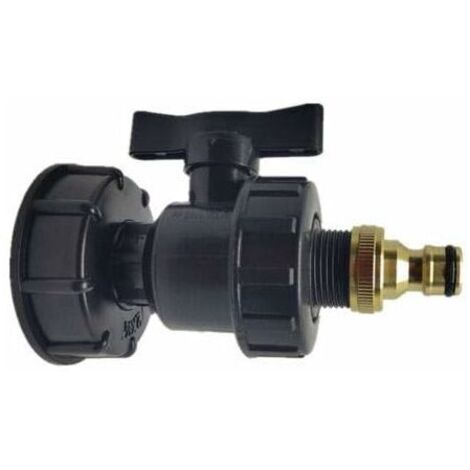 Adaptateur IBC, raccords pour réservoir IBC S60X6 - kit de raccordement de tuyau (fiche S60 x 6 + vanne + Geka)