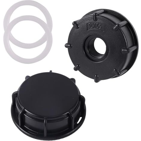 Adaptateur IBC S60 x 6, filetage intérieur 1/2" avec couvercle de réservoir, bouchon de fermeture, tuyau d'arrosage, adaptateur IBC, accessoire pour réservoir d'eau de pluie, valve de tonnelle