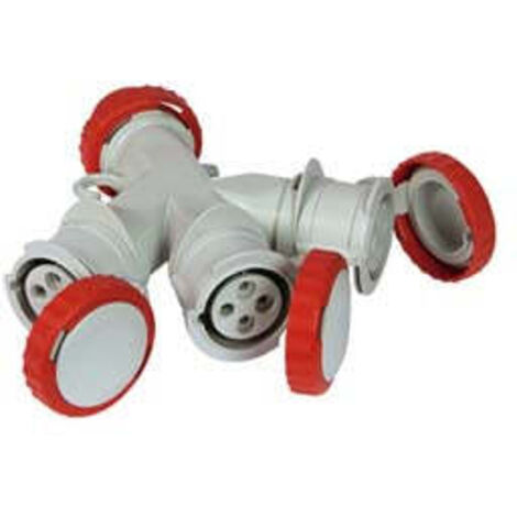 Adaptateur Industriel 380V Avec Prise Et 3 Prises Cee 309 Ip67 - 16A couleur rouge 73140