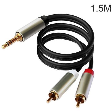 Adaptateur Jack 3.5mm Mâle vers 2 RCA Stéréo - Câble Audio Y - 1.5m