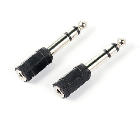 Adaptateur jack audio 6,35 mm vers 3,5 mm pour microphones/casques (femelle 3,5 mm vers mâle 6,35 mm).