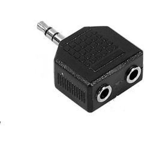 Adaptateur jack stereo Male 3.5mm en 2 Jack stereo Femelle 3.5mm noir