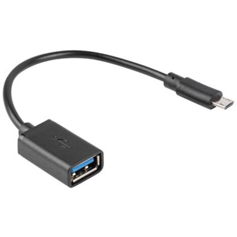 Adaptateur lanberg otg usb micro(m) 2.0 vers usb-a(h) 15 cm noir