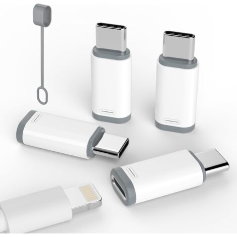 Adaptateur Lightning vers USB C - Transfert de Données et Charge - Compatible iPhone 15 16 17 Pro Max - Aluminium - 4 Pièces