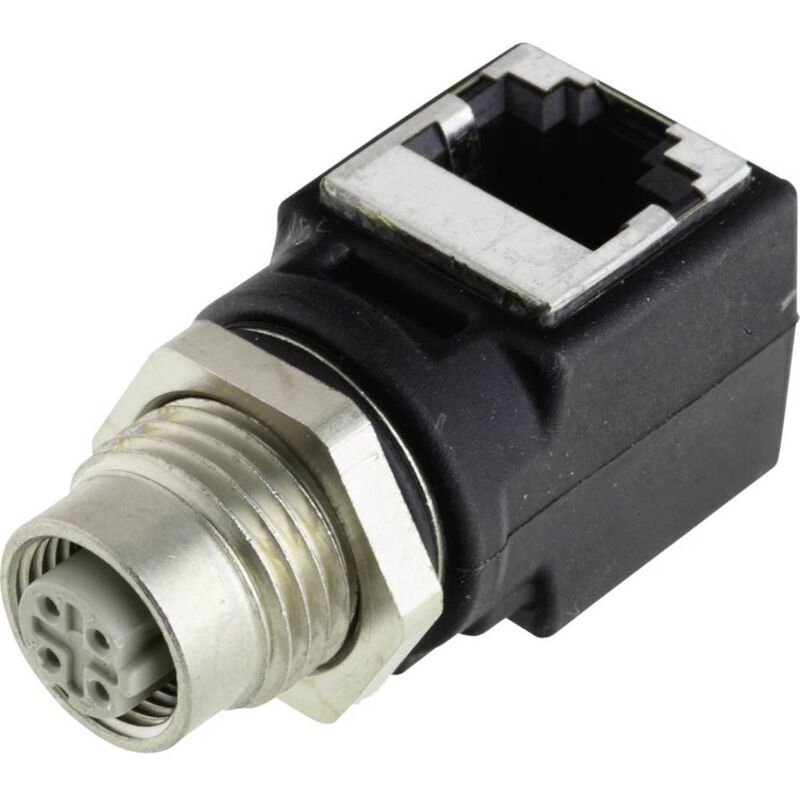 Adaptateur M12 femelle - RJ45 coudé Harting harax® M12-L 21033814401 femelle, coudé Pôle: 4 1 pc(s)