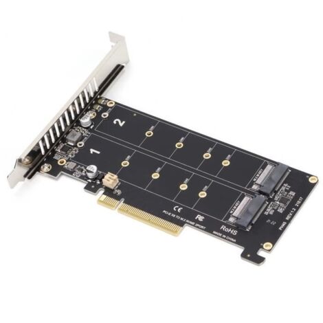 adaptateur M.2 Carte adaptateur Dual M.2 NVMe SSD vers PCIE X8 M Key Carte d'extension de lecteur de convertisseur de