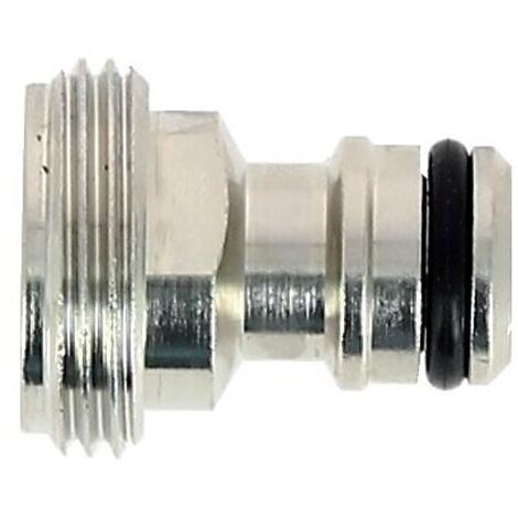 Adaptateur mâle laiton nickelé pour nez de robinet filetage 20x27 avec raccord rapide mâle - FAUQUET