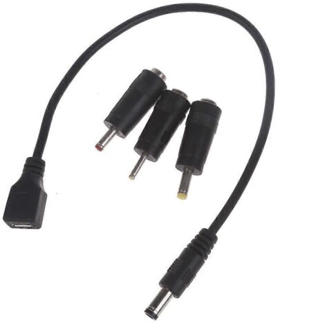 Adaptateur micro USB femelle vers prise d'alimentation mâle CC 5,5 x 2,1 mm vers prise CC 4,0 x 1,7 mm, 3,5 x 1,35 mm, 3,5 x 1,3 mm