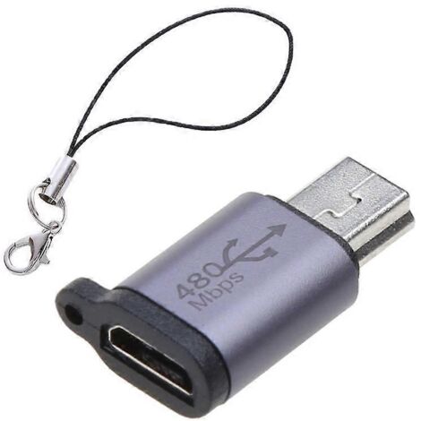 Adaptateur micro USB vers mini USB Type-C - Convertisseur USB-C femelle vers micro USB mâle - Micro vers mini USB