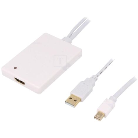 Adaptateur Mini DisplayPort 1.1a prise male HDMI femelle USB A prise male - Blanc