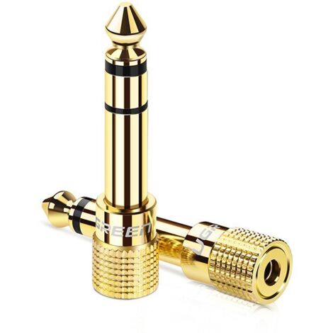 Adaptateur mini jack 3,5 mm vers jack 6,3 mm doré