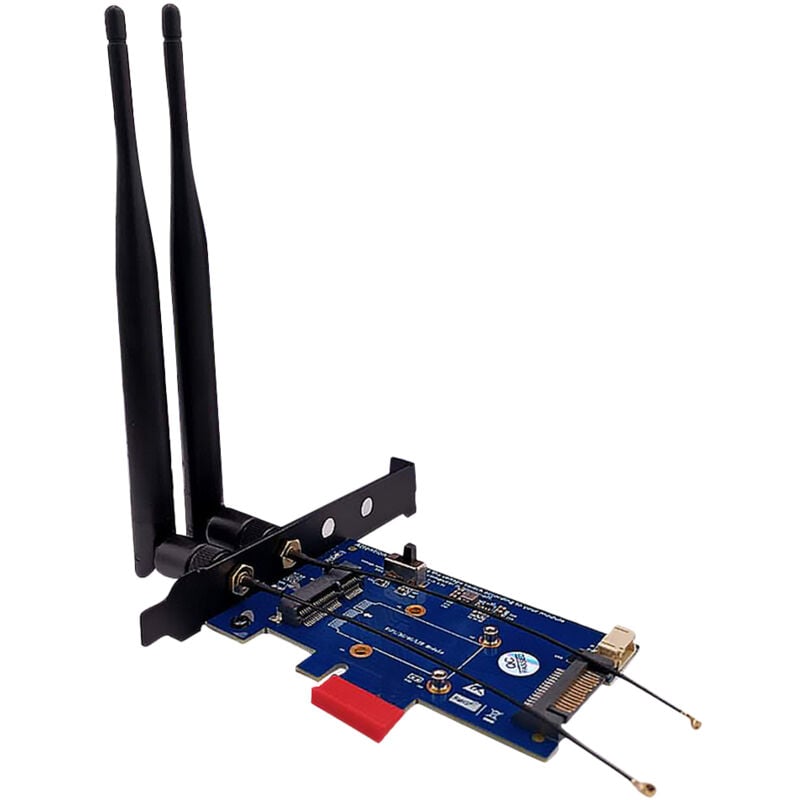 Tlily - Adaptateur Mini pci-e pci Express Vers 1X à 2 Antennes avec Emplacement pour Carte sim WiFi et 3G / 4G lte