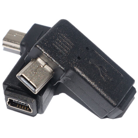 Adaptateur mini USB mâle vers femelle, coude à gauche à 90 degrés, adaptateur USB mini 5P mâle vers femelle.